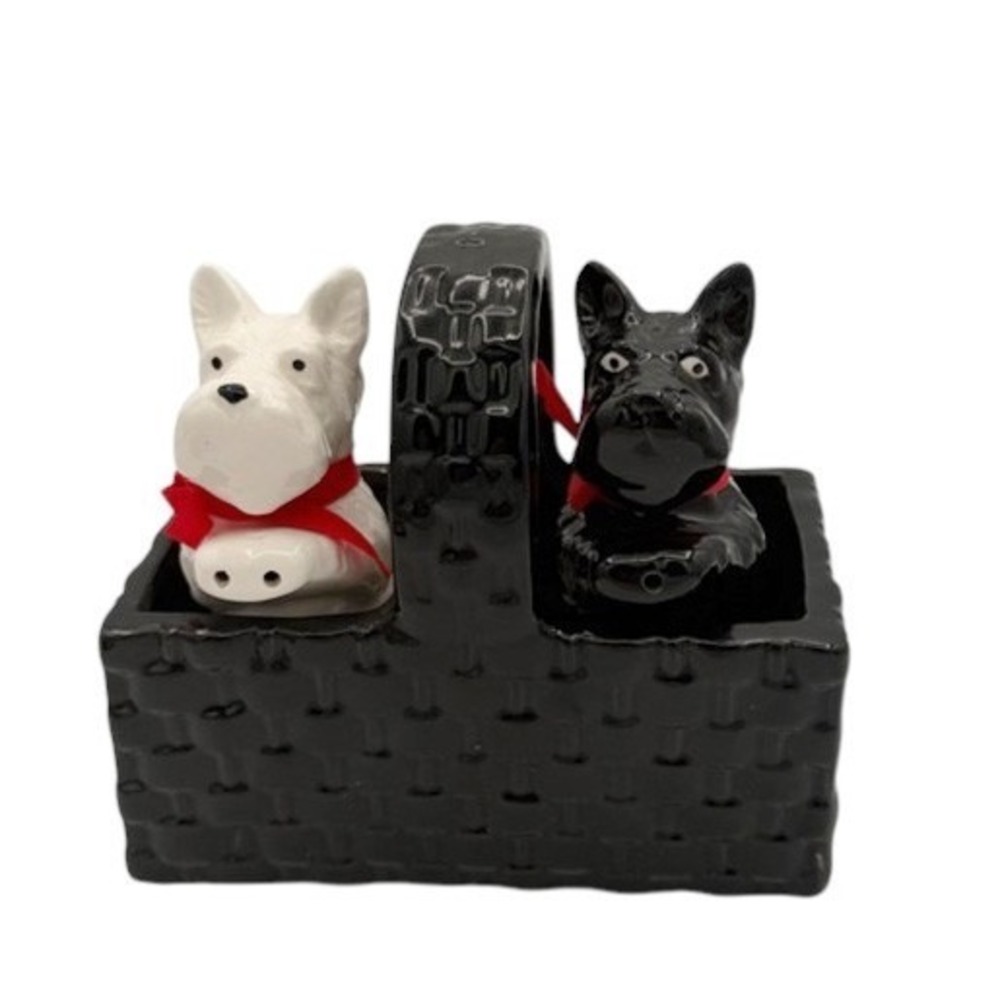 VTG Scottish Terrier Scottie Dog Set Salt Pepper Shakers Coasters Japan Scotland - Picture 4 of 16